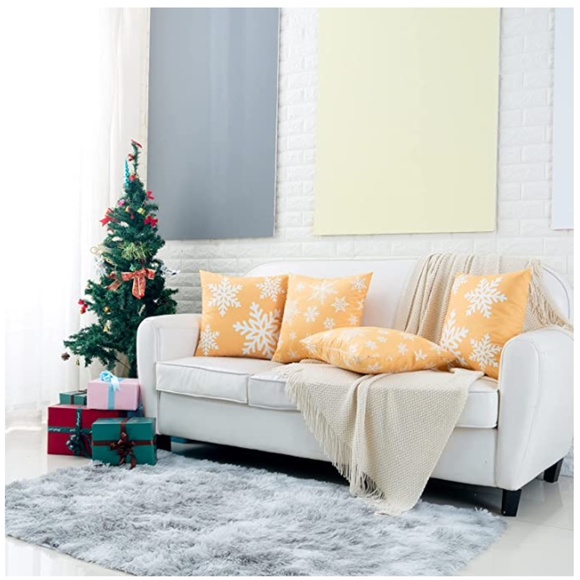 NEW Decorative Yellow Snowflake Throw Pillow Covers 18x18 inch (Set of 2) - Picture 6 of 6